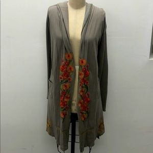 Biya by Johnny Was Embroidered Hooded Cardigan